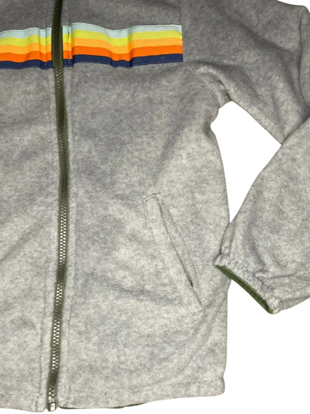 Osh Kosh Reversible Green/Gray Hooded Zip-Up Fleece/Windbreaker Jacket-Kids 8